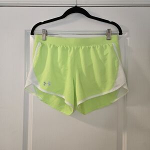 Under Armour Neon Green Running Shorts With Hidden Pocket Size M